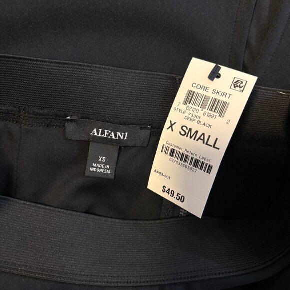 Alfani Women's XS Black Below Knee Stretchy and Elastic Waist Pencil Skirt NWT - Picture 6 of 6